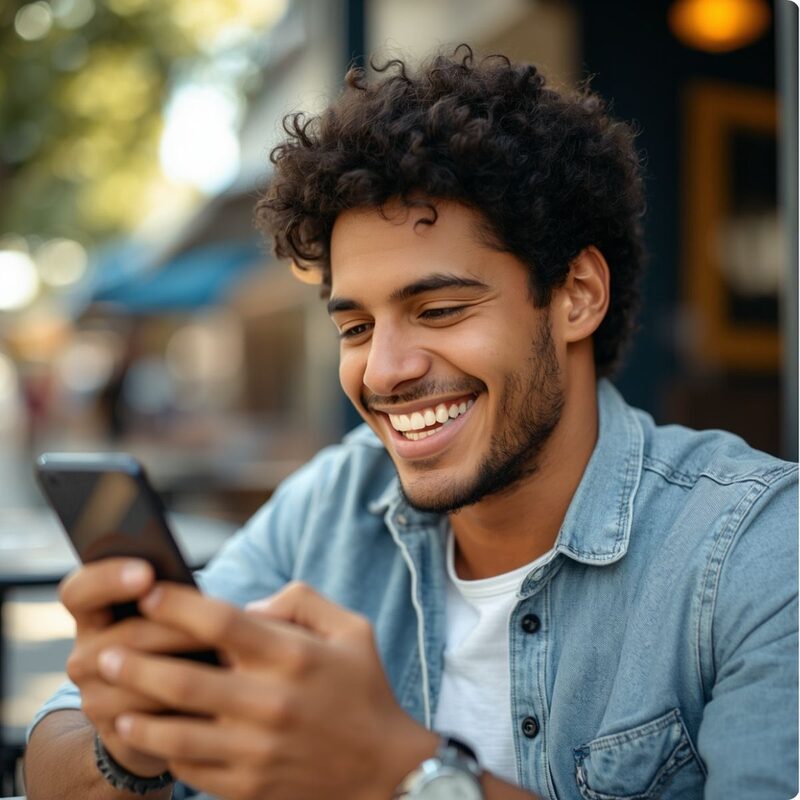 Persona registrándose desde su celular